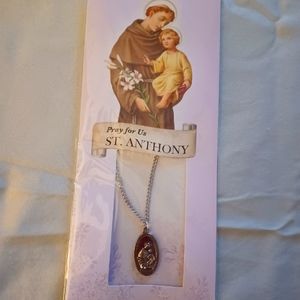 St. Anthony Saint of Miracles Silvertone Medallion Necklace